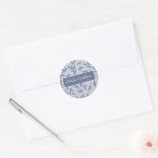 Floral dusty blue product label sticker
