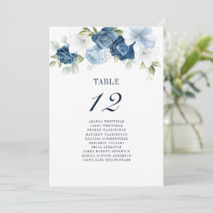 Floral Dusty Blue Table Number 12 Seating Chart