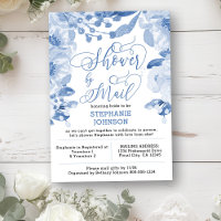 Floral Dusty Blue Virtual Bridal Shower by Mail
