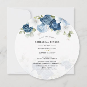 Floral Dusty Blue Watercolor Rehearsal Dinner Invi Invitation