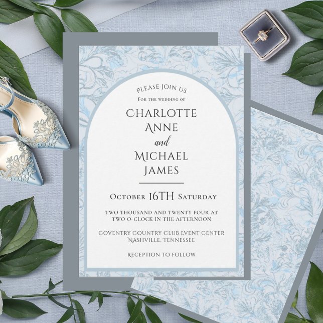 Floral Dusty Blue Watercolor Wedding Invitation (Creator Uploaded)