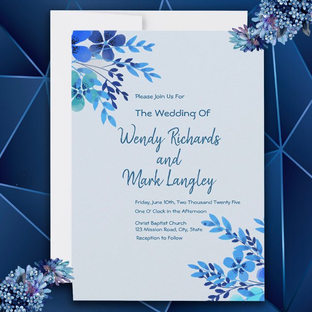 Floral Dusty Blue Watercolor Wedding Postcard (Creator Uploaded)