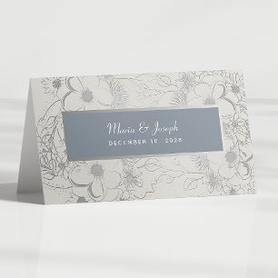Floral Dusty Blue Wedding Place Card