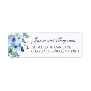 Floral Dusty Blue Wedding Return Address Label