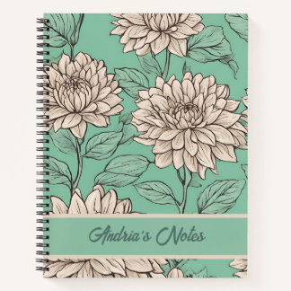 Floral Dusty Grey Dahlia Personalised Notebook
