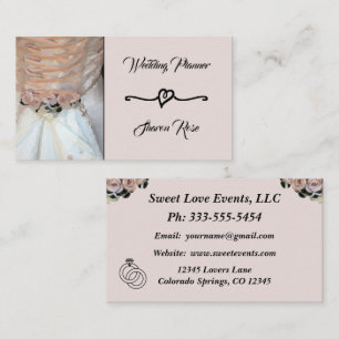 Floral Dusty Peach Wedding Planner Business Card