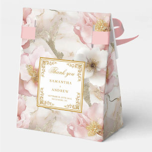 Floral Dusty Pink Ivory Gold Wedding Favor Box