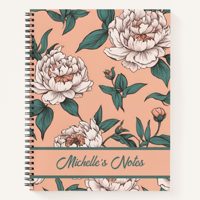 Floral Dusty Pink Orchid Pattern Personalised  Notebook (Front)