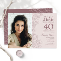Floral Dusty Pink Surprise Photo 40th Birthday