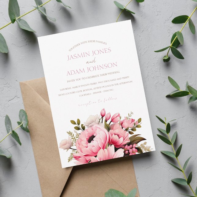 Floral Dusty Pink Wildflower Summer Garden Wedding Invitation (Creator Uploaded)