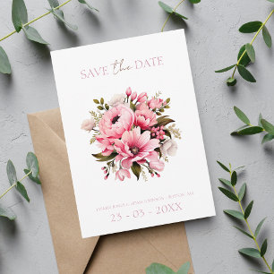 Floral Dusty Pink Wildflower Summer Garden Wedding Save The Date