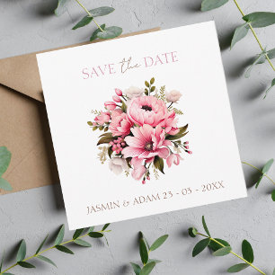 Floral Dusty Pink Wildflower Summer Garden Wedding Save The Date