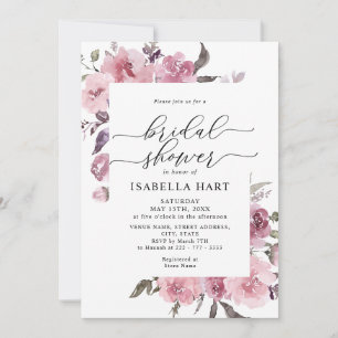 Floral Dusty Rose Blush Pink Flowers Bridal Shower Invitation