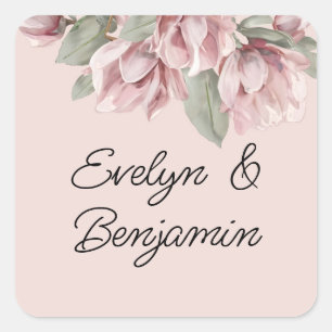 Floral Dusty Rose Blush Square Sticker