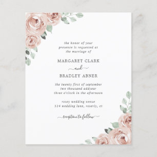 Floral Dusty Rose Budget Wedding Invitation Flyer