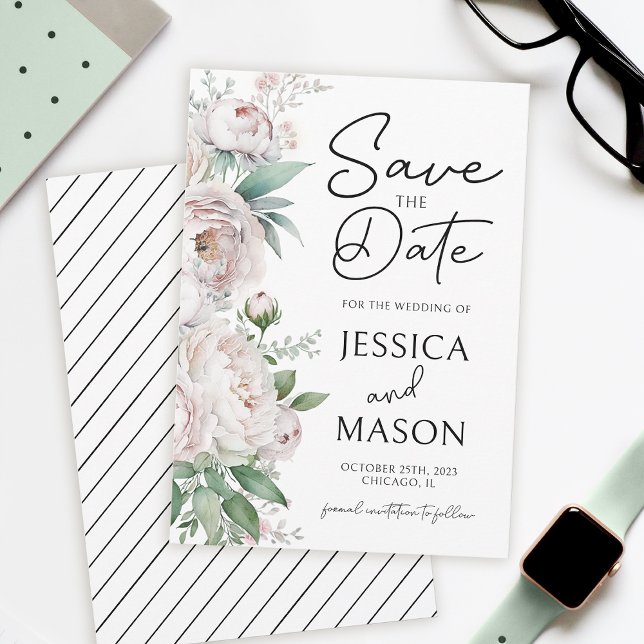 Floral dusty rose save the date wedding invitation (Creator Uploaded)