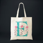 Floral 'E' Monogram Tote Bag<br><div class="desc">Sweet and stylish,  monogram tote for all your shopping needs!</div>