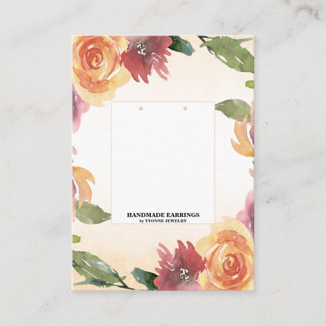 Floral Earring Display  Business Card (Front)