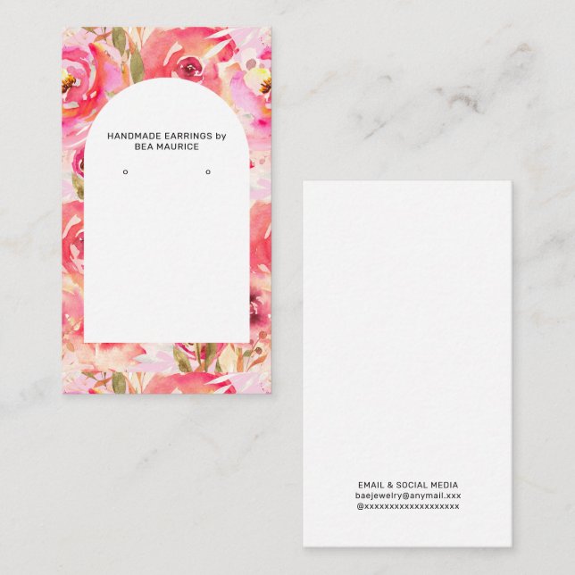 Floral Earring Display Holder Card (Front/Back)