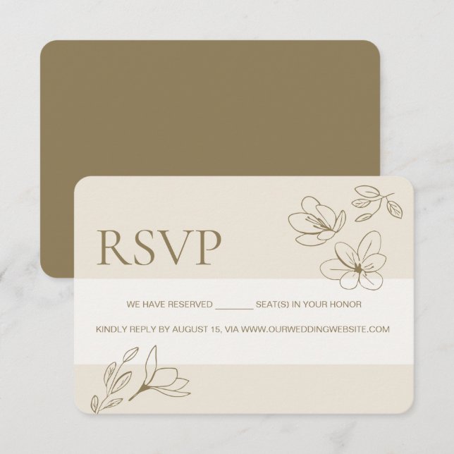 Floral Earth tone Reserved seats no mailing RSVP Card (Front/Back)