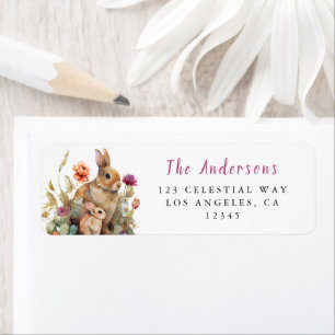 Floral Easter Bunnies Address Return Address Label