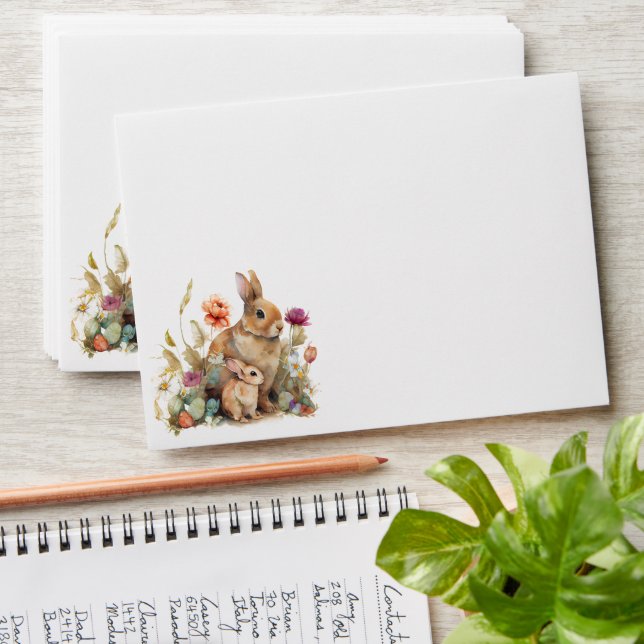 Floral Easter Bunnies Envelope (Stacked)