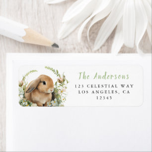 Floral Easter Bunny Address Return Address Label