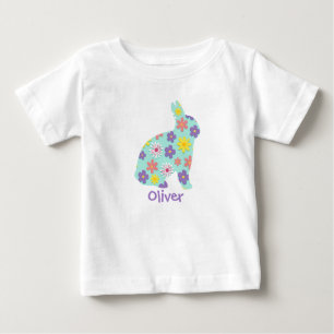 Floral Easter Bunny Custom Name T-Shirt