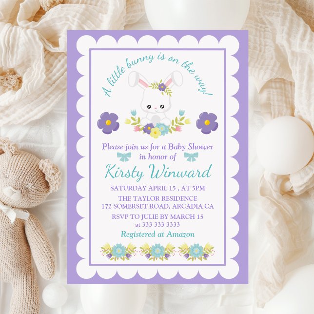Floral Easter Bunny & Eggs Baby Shower Invitation (Creator Uploaded)