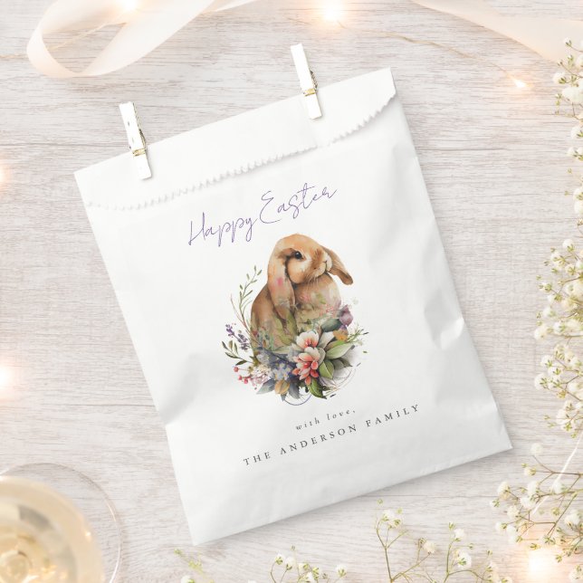 Floral Easter Bunny Favour Bag (Clipped)