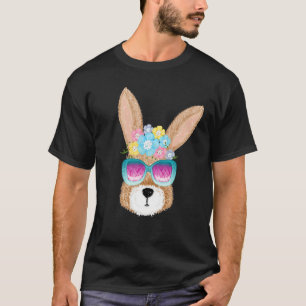 Floral Easter Bunny Fun Face Christian Pascha Day T-Shirt