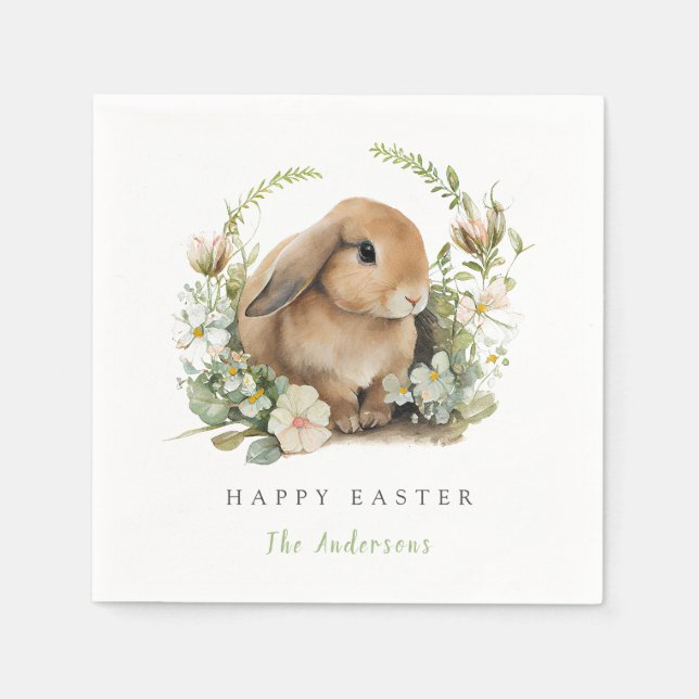 Floral Easter Bunny Napkins (Front)