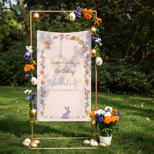 Floral Easter Bunny Somebunny’s Having a Birthday  Banner