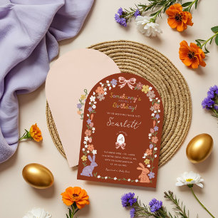 Floral Easter Bunny Somebunny’s Having a Birthday Invitation