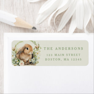 Floral Easter Bunny Watercolor Spring Rabbit Return Address Label