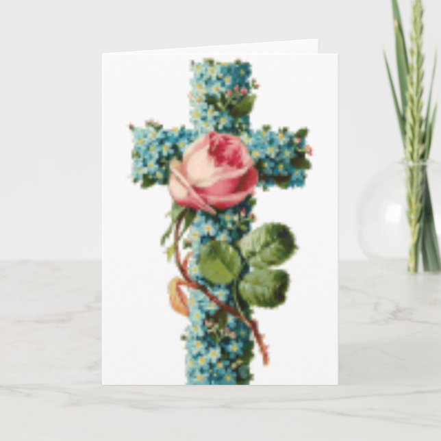 Floral Easter Cross Holiday Card (Front)
