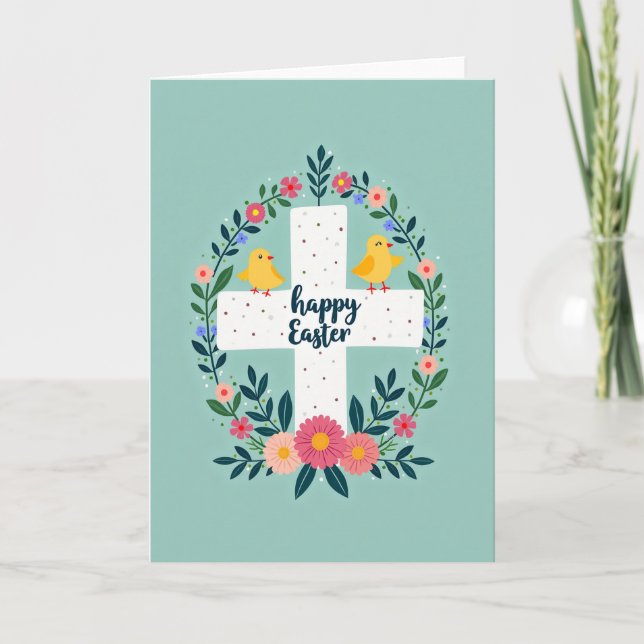 Floral Easter Cross Pattern Card (Front)