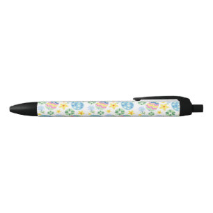 Floral Easter Egg Blue Ink Pen