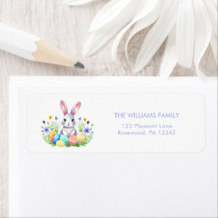 Floral Easter Egg Bunny Return Address Label