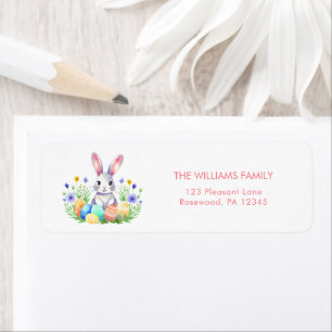 Floral Easter Egg Bunny Return Address Return Address Label