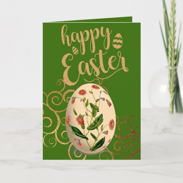Floral Easter Egg Holiday Card (Front)