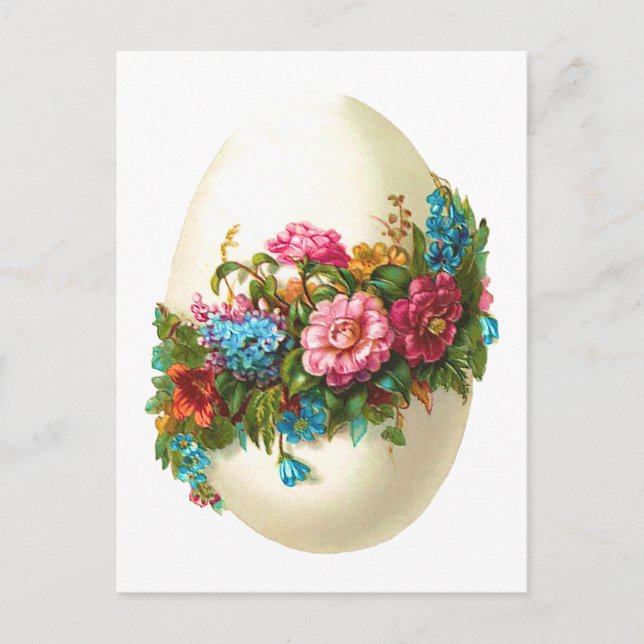 Floral Easter Egg Holiday Postcard (Front)