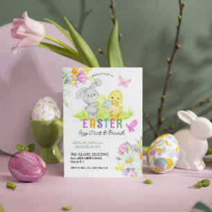 Floral Easter Egg Hunt & Brunch Cute Bunny Invitation