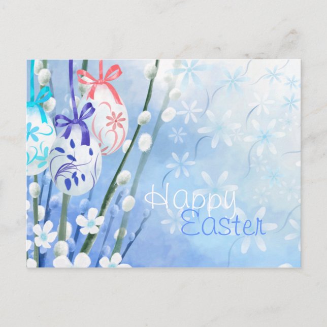 Floral Easter Eggs - Customised Holiday Postcard (Front)