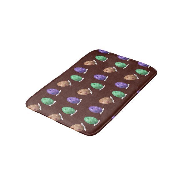 Floral Easter eggs on brown Bath Mat (Angled)