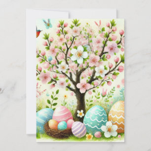Floral Easter eggs pastel watercolor Holiday Card