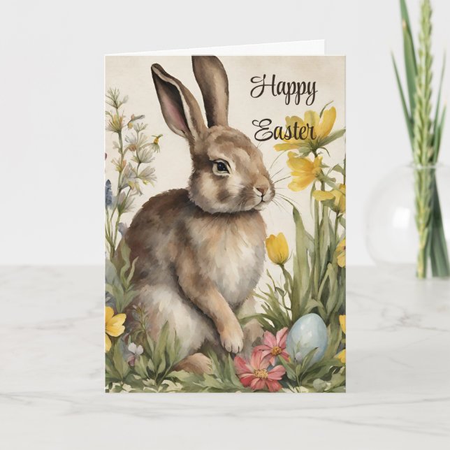 Floral Easter Greeting Thank You Card (Front)