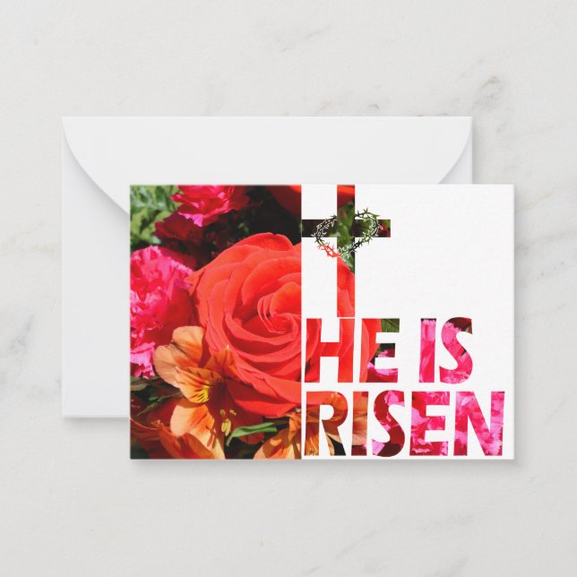 Floral Easter "He Is Risen" Note Card (Front)