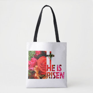 Floral Easter "He Is Risen" Tote Bag