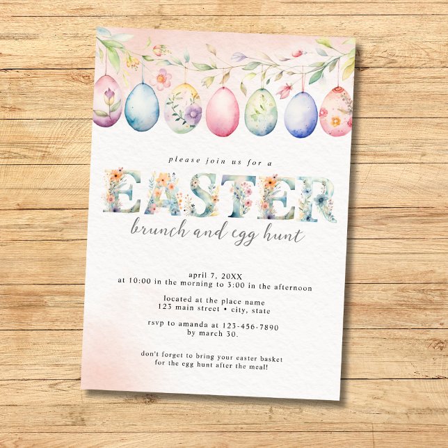 Floral Easter Peach Brunch and Egg Hunt Invitation (Creator Uploaded)